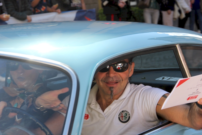 Mille miglia 2018 -  L'arrivo di Piero Pelù